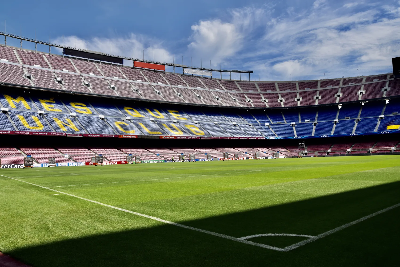 L'intérieur du Camp Nou, à Barcelone, en septembre 2014. L'enceinte est en travaux depuis 2023 : sa physionomie a changé depuis ce cliché.